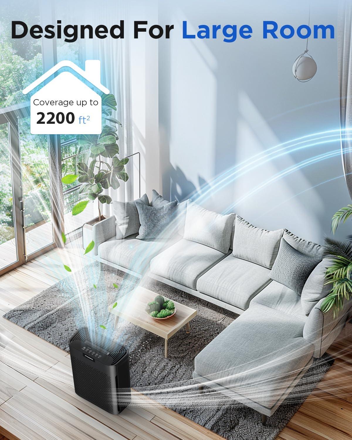 imageAir Purifiers for Home Large Room 2200 Ft with Washable Filters MOOKA HEPA Filter Pet Air Purifier for Bedroom with Fragrance Air Cleaner for Smoke Dust Pollen Pets Hair Odor KJ190L WhiteBlack