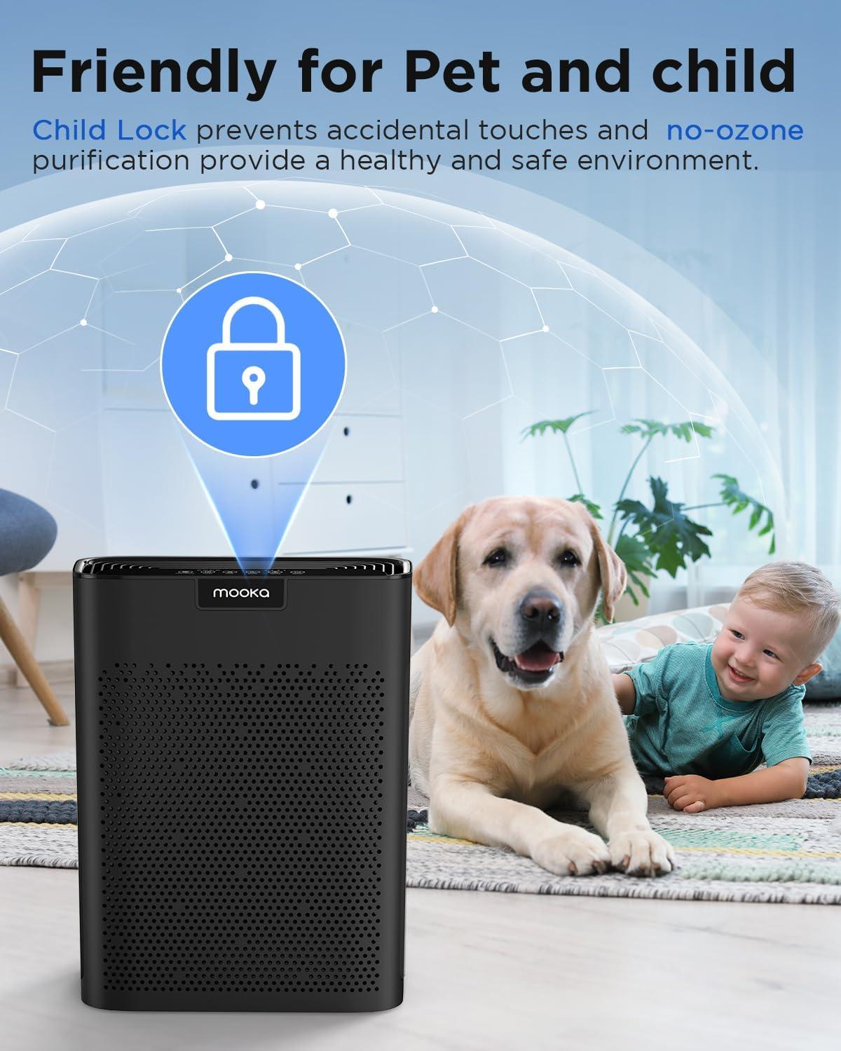 imageAir Purifiers for Home Large Room 2200 Ft with Washable Filters MOOKA HEPA Filter Pet Air Purifier for Bedroom with Fragrance Air Cleaner for Smoke Dust Pollen Pets Hair Odor KJ190L WhiteBlack
