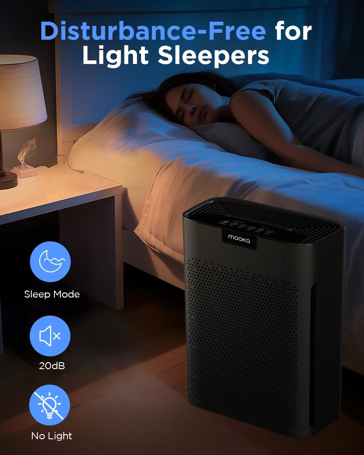 imageAir Purifiers for Home Large Room 2200 Ft with Washable Filters MOOKA HEPA Filter Pet Air Purifier for Bedroom with Fragrance Air Cleaner for Smoke Dust Pollen Pets Hair Odor KJ190L WhiteBlack