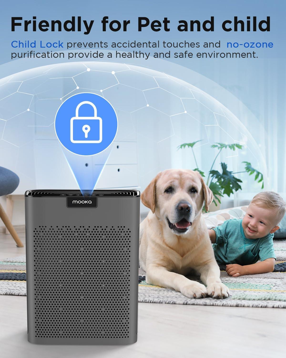 imageAir Purifiers for Home Large Room 2200 Ft with Washable Filters MOOKA HEPA Filter Pet Air Purifier for Bedroom with Fragrance Air Cleaner for Smoke Dust Pollen Pets Hair Odor KJ190L WhiteGrey