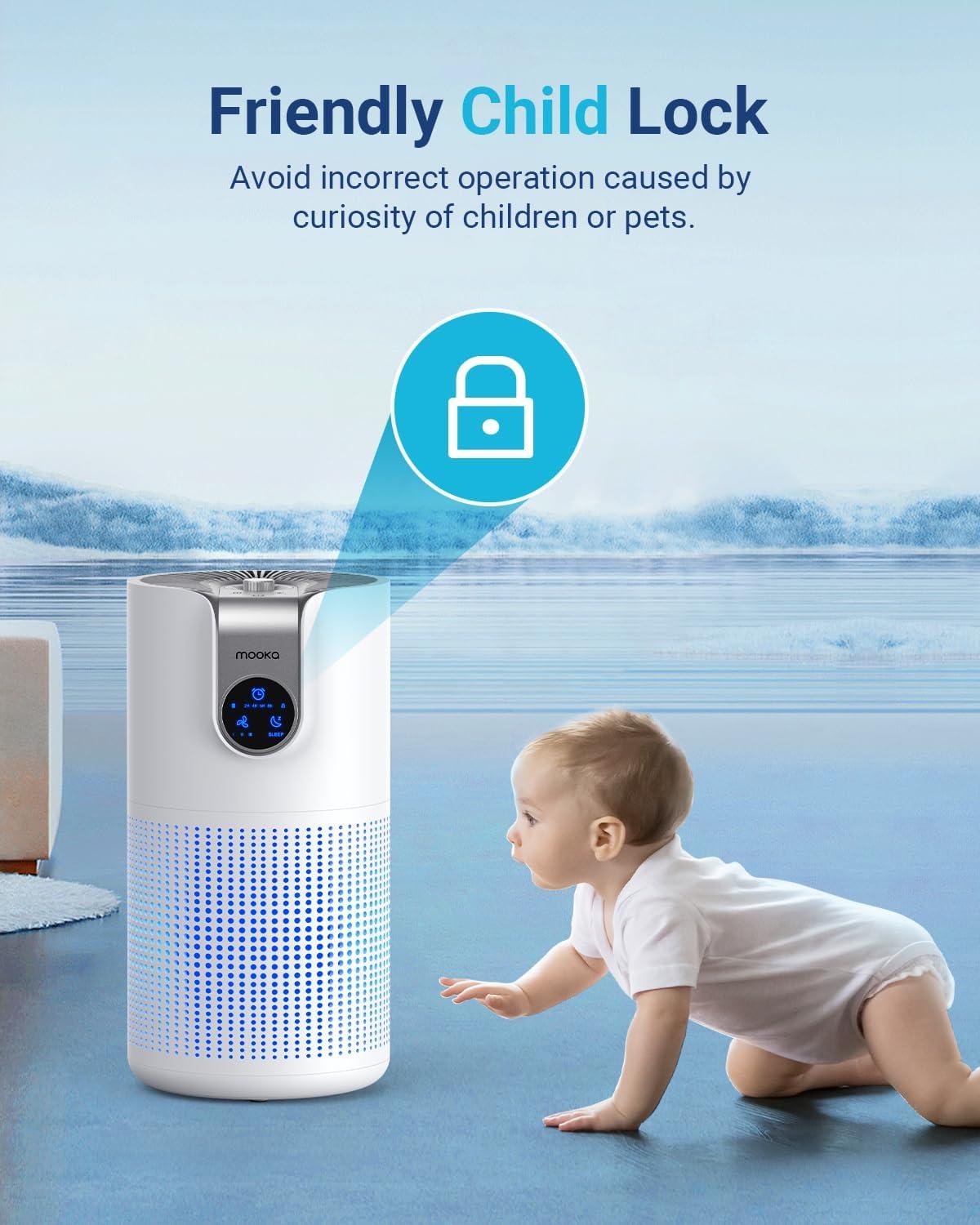 imageAir Purifiers for Home Large Room Up to 1500ft with Aromatherapy MOOKA HEPA Air Purifier for Bedroom Pets Kitchen Air Filter Cleaner for Wildfire Smoke Pollen Dust Dander Odor 15dB M03White