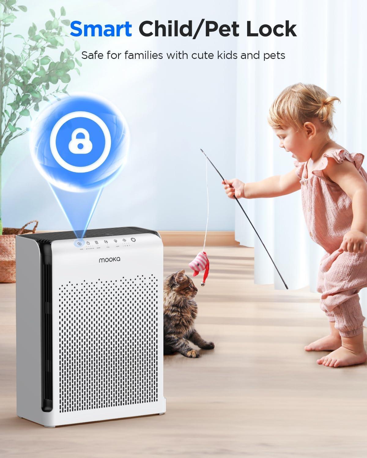 imageAir Purifiers for Home Large Room up to 2200ft MOOKA Air Purifier for Home Pets Bedroom with ECO Mode ampamp Fragrance HEPA Air Filter Cleaner for Pet Hair Dander Smoke Living Dorm Room Office M200L