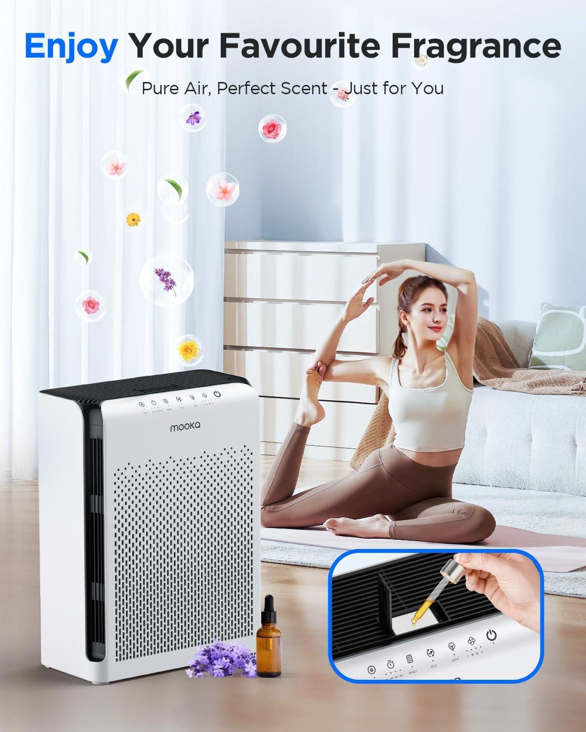 imageAir Purifiers for Home Large Room up to 2200ft MOOKA Air Purifier for Home Pets Bedroom with ECO Mode ampamp Fragrance HEPA Air Filter Cleaner for Pet Hair Dander Smoke Living Dorm Room Office M200L