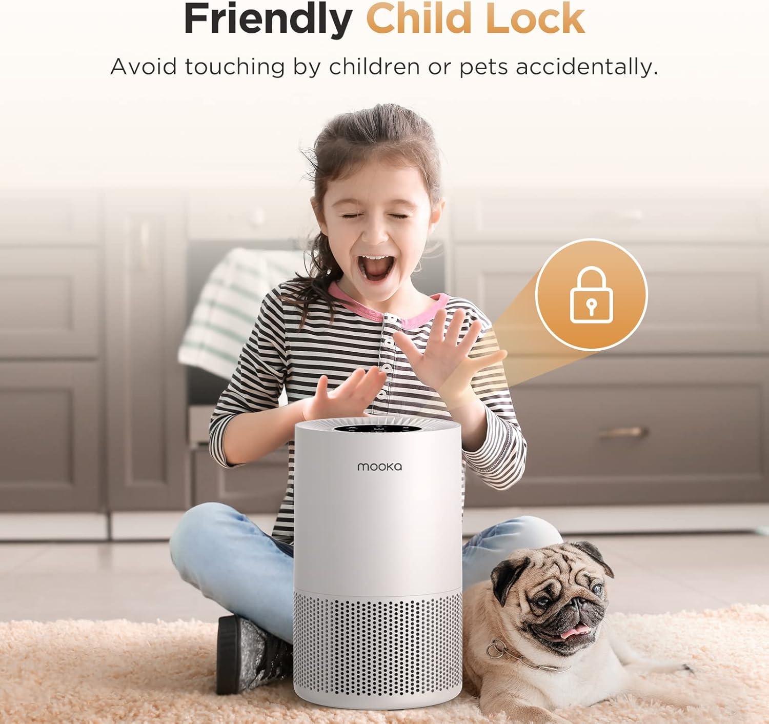 imageAir Purifiers for Home Large Rooms up to 1200ft MOOKA H13 True HEPA Air Purifier for Bedroom Pets with Fragrance Sponge Timer Air Filter Cleaner for Smoke Odor Dander Pollen WhiteWhite