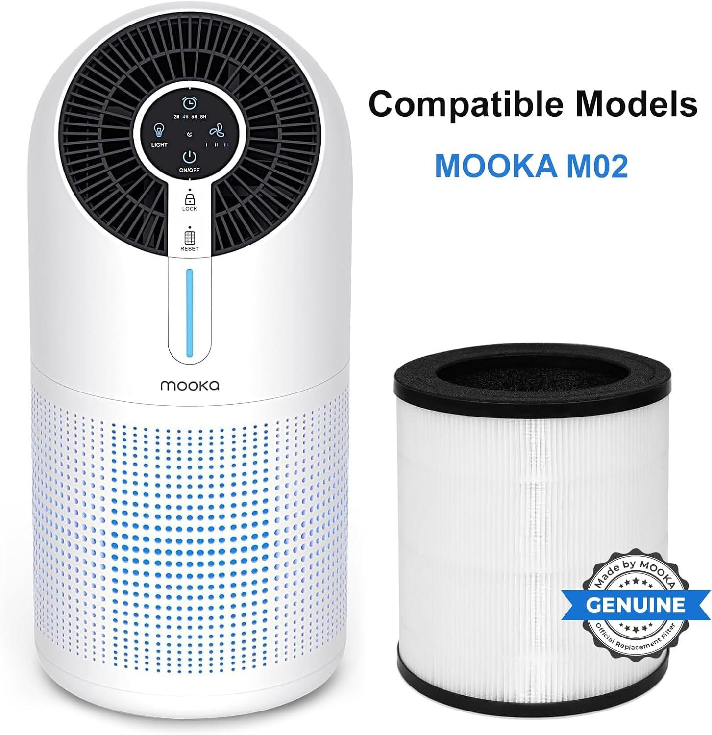 imageMOOKA Official Certified H13 True HEPA Air Filters Replacement Compatible with M02 Air Purifier 3stage Filtration Captures Dust Pollen Smoke Odors and Pet Dander 1 Pack1pack filter