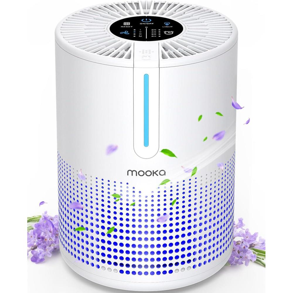 imageAir Purifiers for Bedroom Home 430 SqFt MOOKA H13 HEPA Filter Small Portable Air Purifier with USB Cable Fragrance Sponge for Smokers Pollen Pets Dust Odors Desktop Air Cleaner for Car RV M01