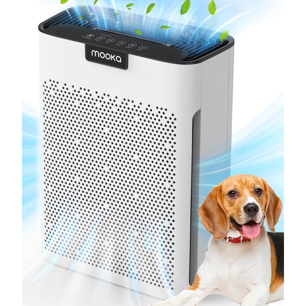 imageAir Purifiers for Home Large Room 2200 Ft with Washable Filters MOOKA HEPA Filter Pet Air Purifier for Bedroom with Fragrance Air Cleaner for Smoke Dust Pollen Pets Hair Odor KJ190L WhiteWhite