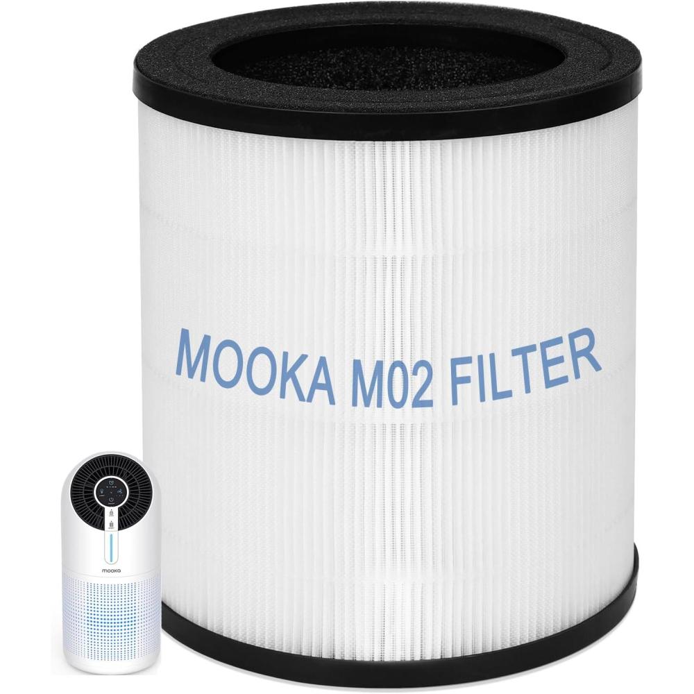 imageMOOKA Official Certified H13 True HEPA Air Filters Replacement Compatible with M02 Air Purifier 3stage Filtration Captures Dust Pollen Smoke Odors and Pet Dander 1 Pack1pack filter