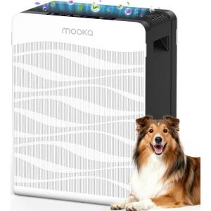 imageAir Purifier for Home Large Room 2800 Ft MOOKA H13 True HEPA DoubleSided Air Purifiers for Home Pets with Washable Filters PM 25 Air Quality Sensor Air Filter Cleaner for Bedroom Dorm OfficeWhite