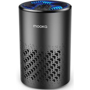 imageAir Purifiers for Bedroom Home MOOKA HEPA Air Purifier for Home Pets with Fragrance Sponge for Smoke Dust Pollen Dander Odor Small Air Purifier with Sleep Mode Night Light Timer KJ067L GreyBlack