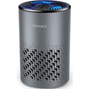 imageAir Purifiers for Bedroom Home MOOKA HEPA Air Purifier for Home Pets with Fragrance Sponge for Smoke Dust Pollen Dander Odor Small Air Purifier with Sleep Mode Night Light Timer KJ067L GreyGrey
