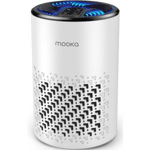 imageAir Purifiers for Bedroom Home MOOKA HEPA Air Purifier for Home Pets with Fragrance Sponge for Smoke Dust Pollen Dander Odor Small Air Purifier with Sleep Mode Night Light Timer KJ067L GreyWhite