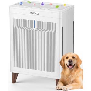 imageAir Purifiers for Home Extra Large Room Up to 2800 FtMOOKA DoubleSided HEPA Air Purifier with Washable FiltersPM25 Air Quality Sensor20dB Air Cleaner for Bedroom Pet Hair Odors PollenWhite