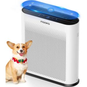 imageAir Purifiers for Home Large Room 1650ft with PM25 Air Quality Sensor MOOKA H13 HEPA Filter Air purifier for Pets Smoke Dust Pollen Dander Odor Air Cleaner with AutoSleep Mode for Bedroom WhiteWhite