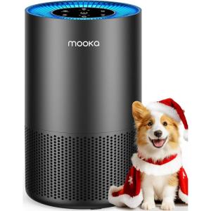 imageAir Purifiers for Home Large Room Pets Up to 1300 Sq Ft MOOKA H13 True HEPA Air Purifier Cleaner with 360 Air Inlet Fragrance 13dB Air Purifier for Bedroom Wildfire Smoke Pet Dust Pollen BlackAPS0610L Black