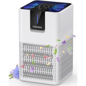imageAir Purifiers for Home Large Room Up to 1250 FtMOOKA H13 HEPA Air Purifier for Pets Dust Odor SmokeAromatherapy FunctionAir Cleaner with 15dB Quiet Sleep Mode for Bedroom Office Living RoomWhiteWhite