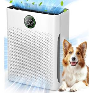 imageAir Purifiers for Home Large Room up to 2200sqft MOOKA Air purifier for Home Pets with Washable Filter PM 25 Display Air Quality Sensor Air Cleaner for Bedroom Dorm room Pets Office PR1White