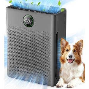 imageAir Purifiers for Home Large Room up to 2200sqft MOOKA Air purifier for Home Pets with Washable Filter PM 25 Display Air Quality Sensor Air Cleaner for Bedroom Dorm room Pets Office PR1Grey