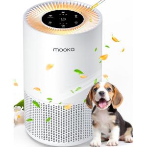 imageAir Purifiers for Home Large Rooms up to 1200ft MOOKA H13 True HEPA Air Purifier for Bedroom Pets with Fragrance Sponge Timer Air Filter Cleaner for Smoke Odor Dander Pollen WhiteWhite