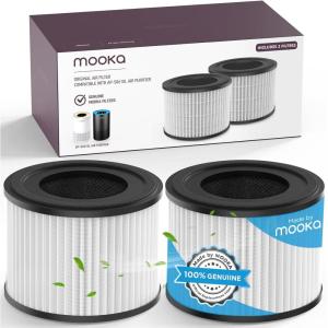 imageMOOKA APS0610L Air Purifier Filter 3in1 True HEPA Filter HighEfficiency Activated Carbon Air Filter for Allergies Smoke Odor Dander PollenWhite2Pack