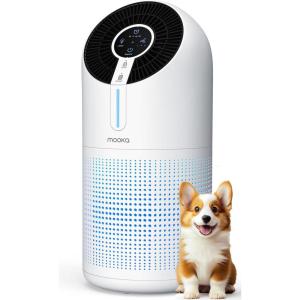 imageMOOKA Air Purifiers for Home Large Room up to 1095ft H13 HEPA Filter Air Cleaner for Pets Bedroom Remove Smoke Dust Pollens Dander Room Air Purifier with Timer Lock 4 Modes Night Light M02M02 New
