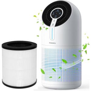 imageMOOKA Air Purifiers for Home Large Room up to 1095ft M02 ampamp Extra Filter H13 HEPA Filter Air Cleaner for Pets Bedroom Remove Smoke Dust Pollens Dander Room Air Purifier with Timer Lock 4 Modes