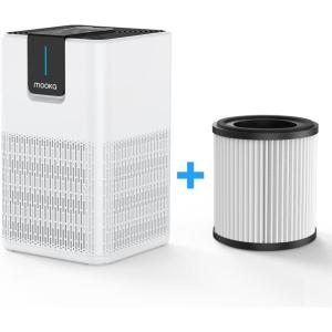 imageMOOKA M05 Air Purifier White Filter preinstalled ampamp 1 Pack Extra Official Certified Replacement FilterAir Purifiers for Home Large Room Up to 1250 Ft MOOKA H13 HEPA Air Purifier for Pets Dust