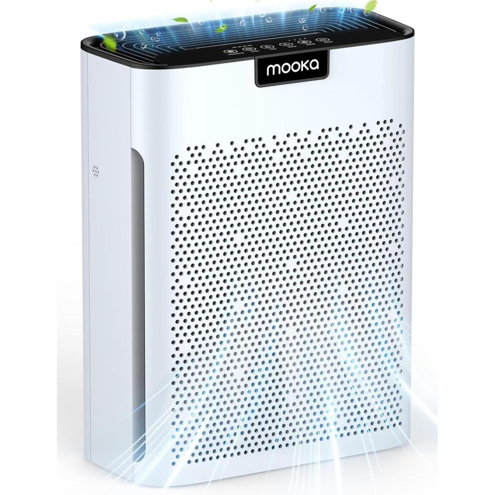 imageAir Purifiers for Home Large Room Up to 2000ft MOOKA Air Purifiers for Home Pets with Washable Filter Air Cleaner for Office Bedroom Dorm Room Sleep Mode 3 Speeds Fragrance Child Lock